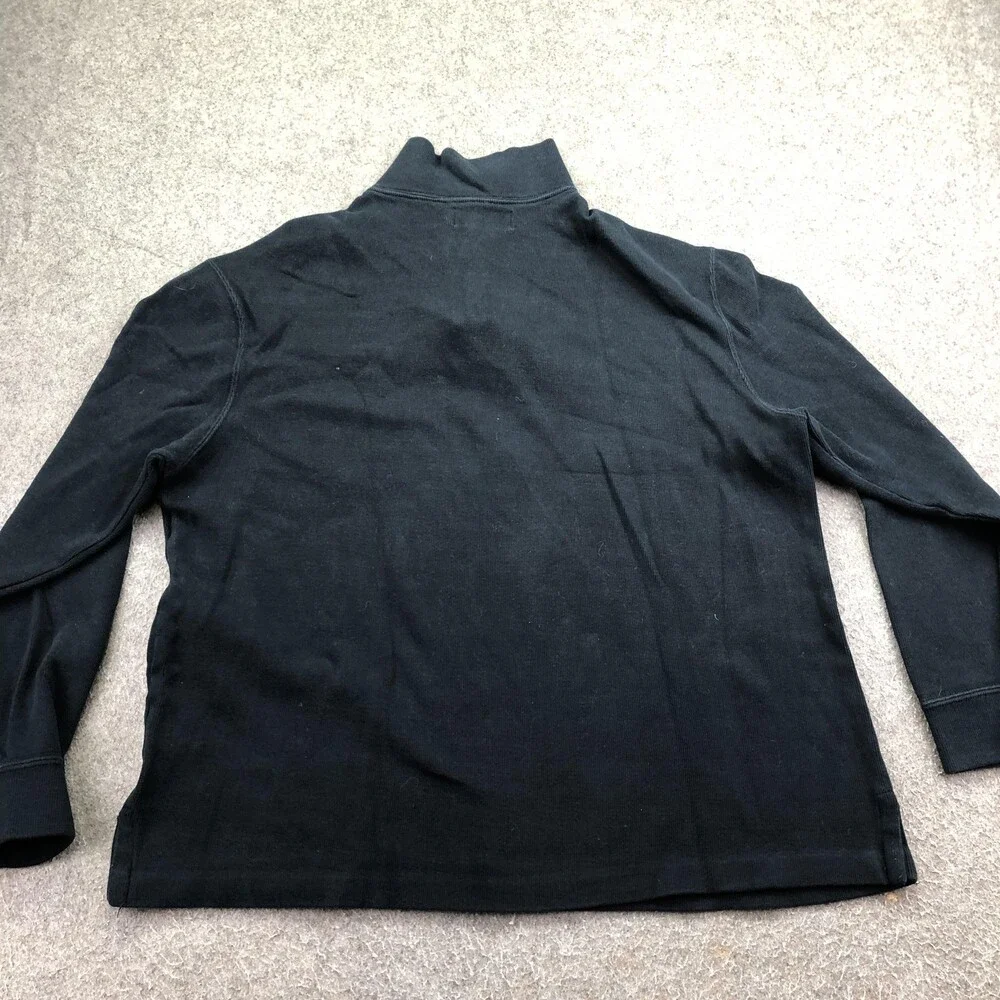 Polo By Ralph Lauren Sweater Mens Large Black Cotton 1/4 Zip Mock Neck Pony Logo